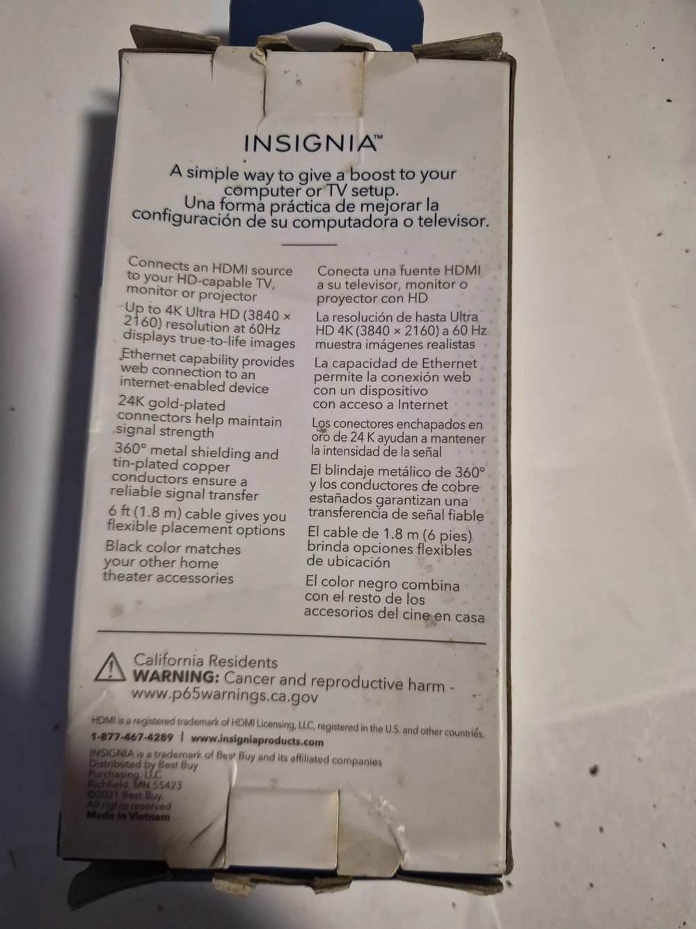 NEW Insignia 6ft 4K HDMI Cable - Ultra HD 60Hz (Sealed in Box)